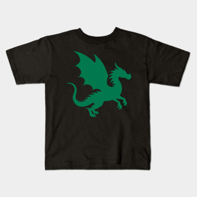 Minimalist Fantasy Green Dragon Silhouette Kids T-Shirt by DonWillisJrArt