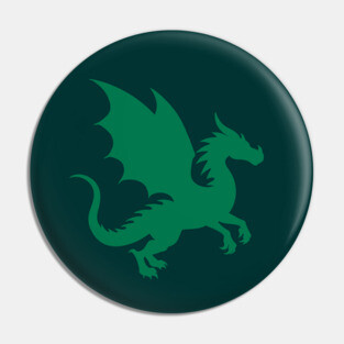 Minimalist Fantasy Green Dragon Silhouette Pin