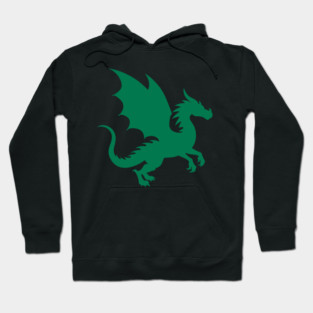 Minimalist Fantasy Green Dragon Silhouette Hoodie