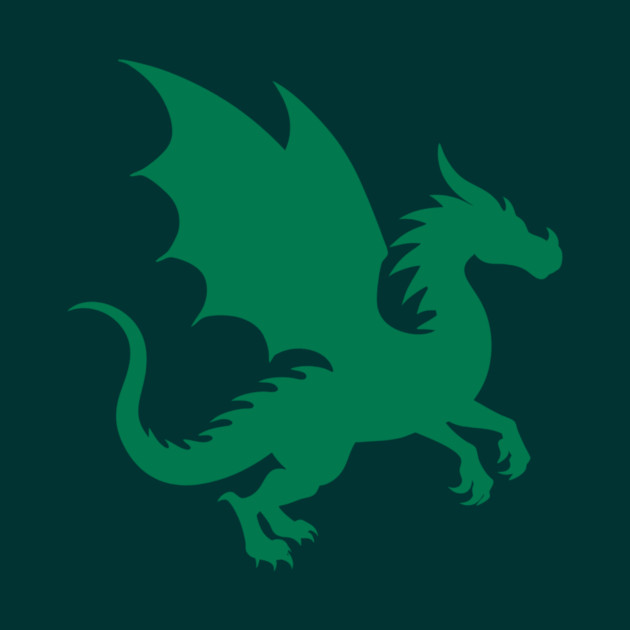 Minimalist Fantasy Green Dragon Silhouette by DonWillisJrArt