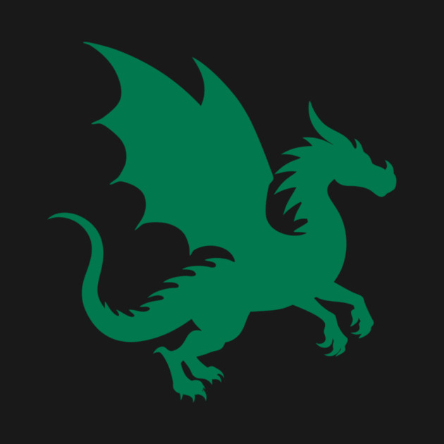 Minimalist Fantasy Green Dragon Silhouette by DonWillisJrArt