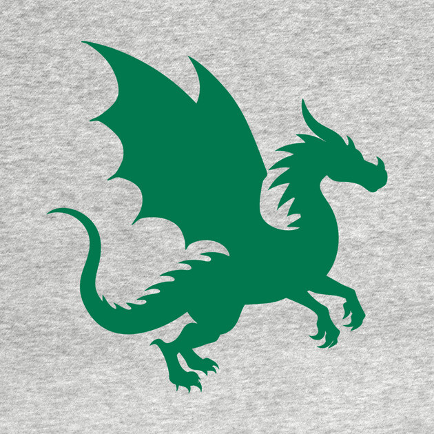 Minimalist Fantasy Green Dragon Silhouette by DonWillisJrArt