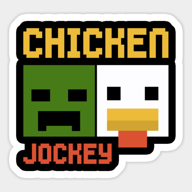Chicken-Jockey-Zombie & Chicken Pixel Art Magnet by Megadorim