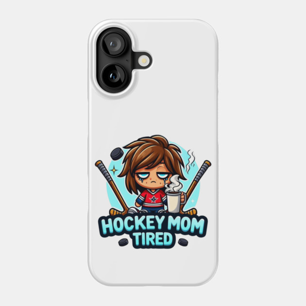 Hockey Mom Tired Emoji Shirt – Funny Exhausted Sports Mom Design Phone Case by Ben's Store 1