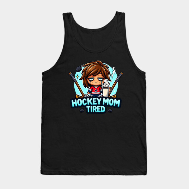 Hockey Mom Tired Emoji Shirt – Funny Exhausted Sports Mom Design Tank Top by Ben's Store 1