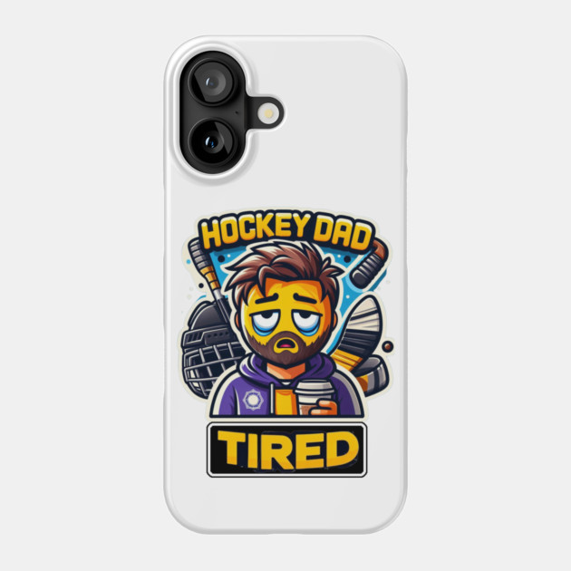Hockey Dad Tired | Funny Emoji Hockey Parent Design Phone Case by Ben's Store 1