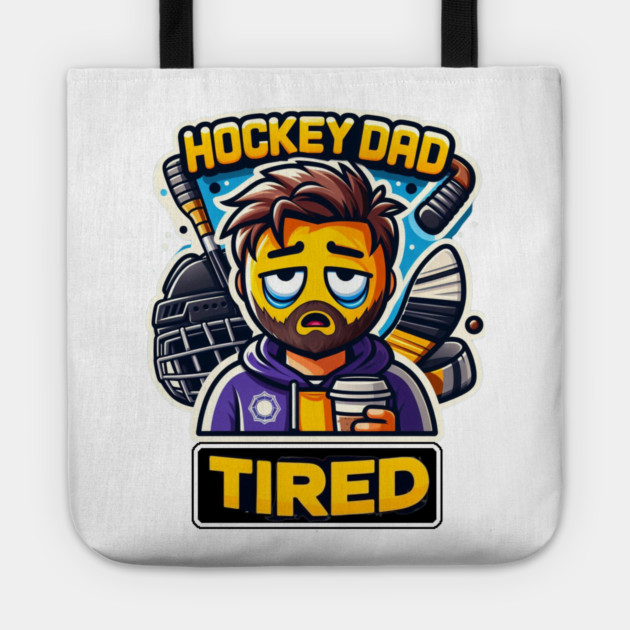 Hockey Dad Tired | Funny Emoji Hockey Parent Design Tote by Ben's Store 1
