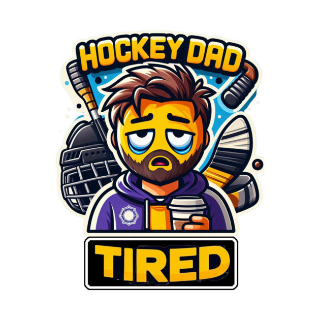 Hockey Dad Tired | Funny Emoji Hockey Parent Design by Ben's Store 1