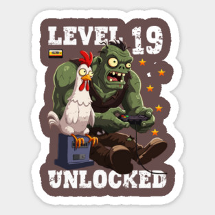 Level 19 Unlocked, Birthday - Zombie And Chicken Magnet
