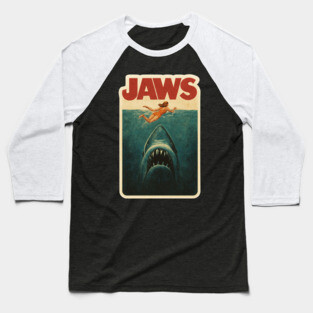 Classic Jaws Movie Poster Baseball T-Shirt