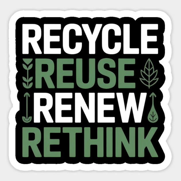 Recycle Reuse Renew Rethink Magnet by Creatifly Graphic Tees