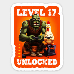 Level 17 Unlocked, Birthday - Zombie And Chicken #2 Magnet