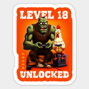 Level 18 Unlocked, Birthday - Zombie And Chicken #2 Magnet
