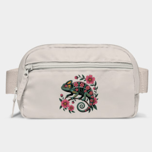 Botanical Chameleon Nature Illustration Bag