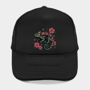 Botanical Chameleon Nature Illustration Hat