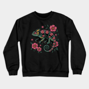 Botanical Chameleon Nature Illustration Crewneck Sweatshirt