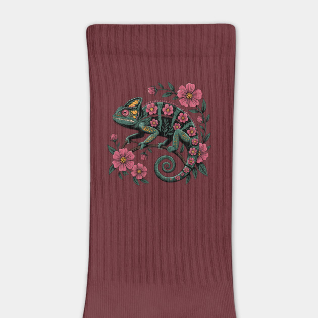 Botanical Chameleon Nature Illustration by BirdsnStuff