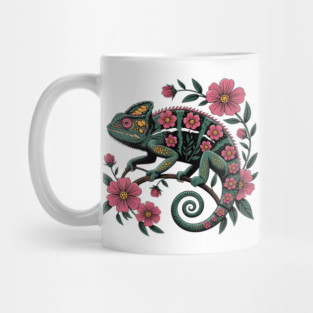 Botanical Chameleon Nature Illustration Mug