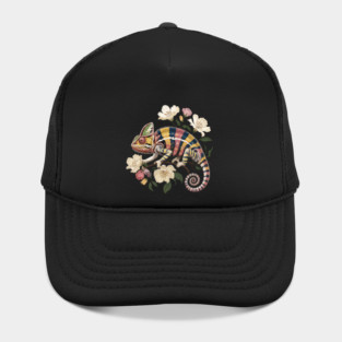 Botanical Chameleon Nature Illustration 2 Hat