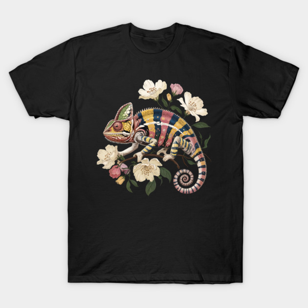 Botanical Chameleon Nature Illustration 2 T-Shirt by BirdsnStuff