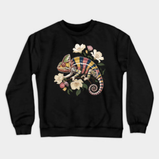 Botanical Chameleon Nature Illustration 2 Crewneck Sweatshirt