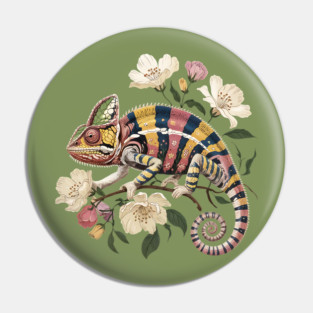 Botanical Chameleon Nature Illustration 2 Pin