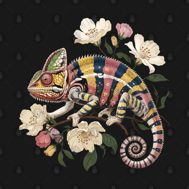 Botanical Chameleon Nature Illustration 2 by BirdsnStuff