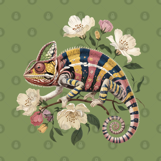 Botanical Chameleon Nature Illustration 2 by BirdsnStuff