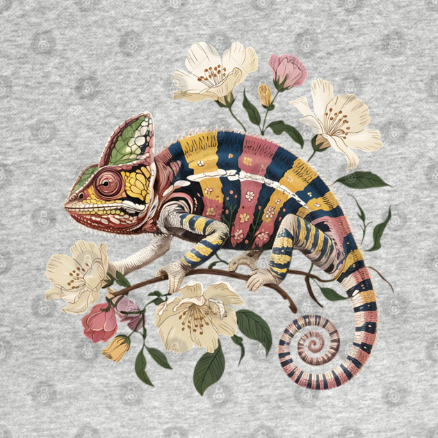 Botanical Chameleon Nature Illustration 2 by BirdsnStuff