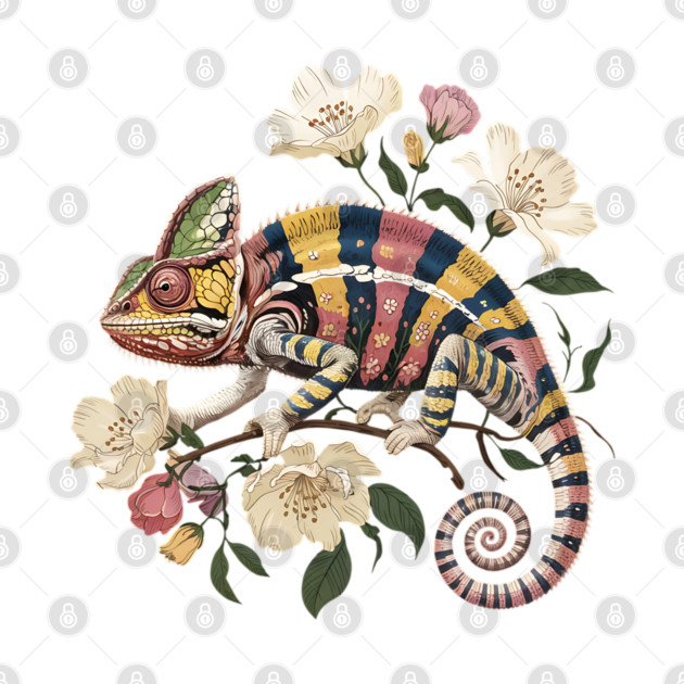 Botanical Chameleon Nature Illustration 2 by BirdsnStuff