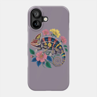 Botanical Chameleon Nature Illustration 3 Phone Case