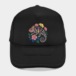 Botanical Chameleon Nature Illustration 3 Hat
