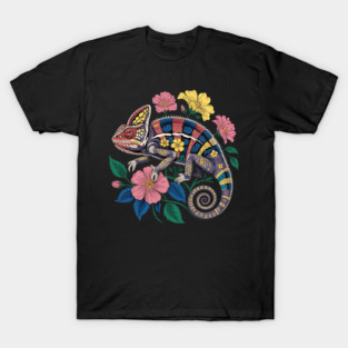 Botanical Chameleon Nature Illustration 3 T-Shirt