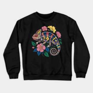Botanical Chameleon Nature Illustration 3 Crewneck Sweatshirt