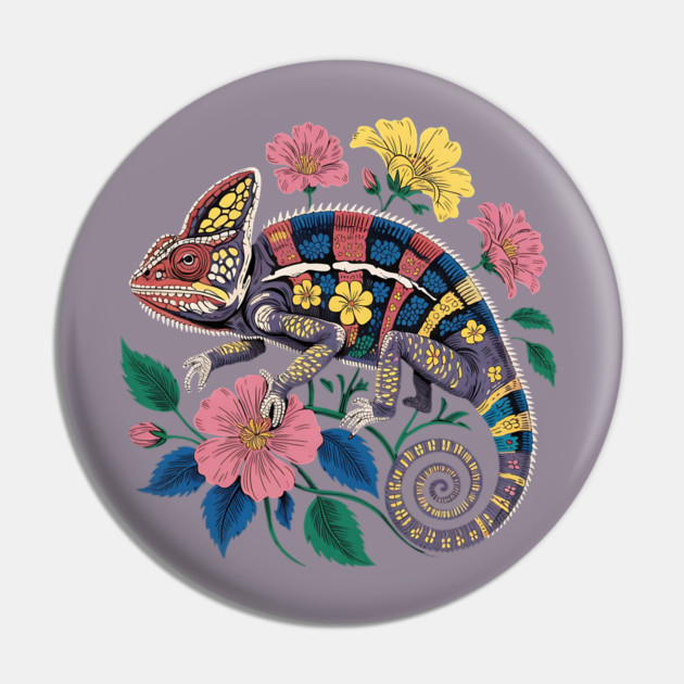 Botanical Chameleon Nature Illustration 3 Pin by BirdsnStuff