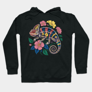 Botanical Chameleon Nature Illustration 3 Hoodie
