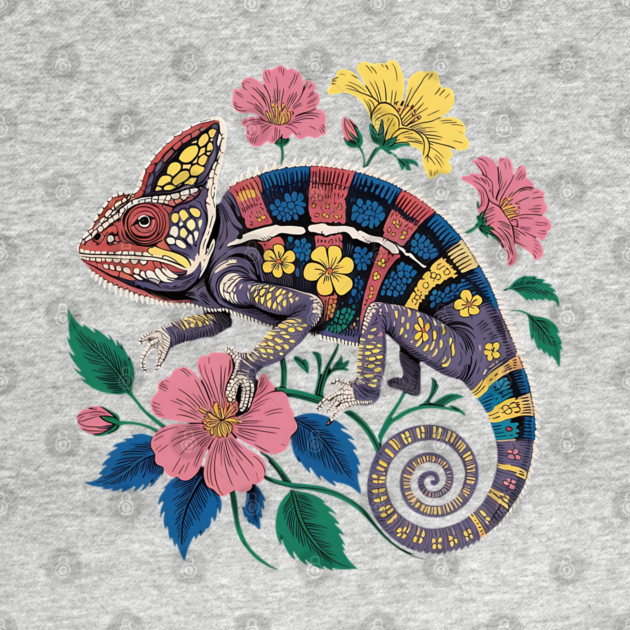 Botanical Chameleon Nature Illustration 3 by BirdsnStuff