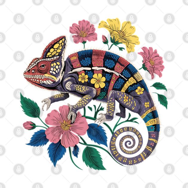 Botanical Chameleon Nature Illustration 3 by BirdsnStuff