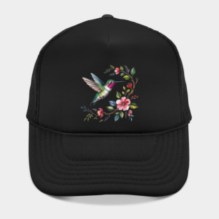 Botanical Ruby -Throated Hummingbird Nature Motif Hat