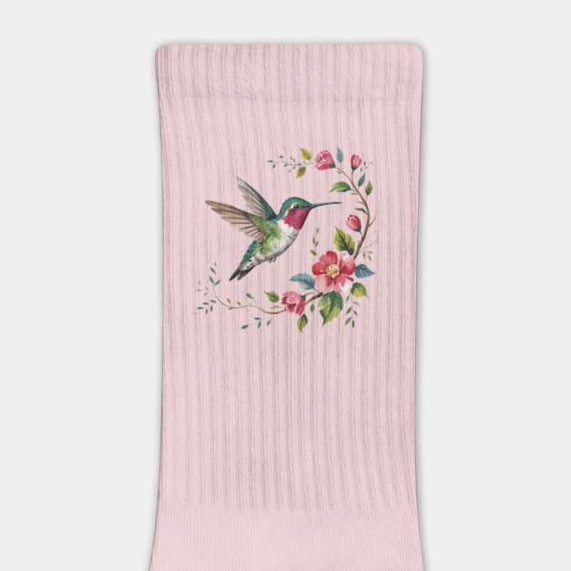 Botanical Ruby-Throated Hummingbird Illustration 2 by BirdsnStuff