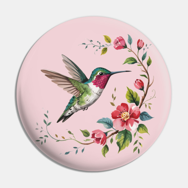 Botanical Ruby-Throated Hummingbird Illustration 2 Pin by BirdsnStuff