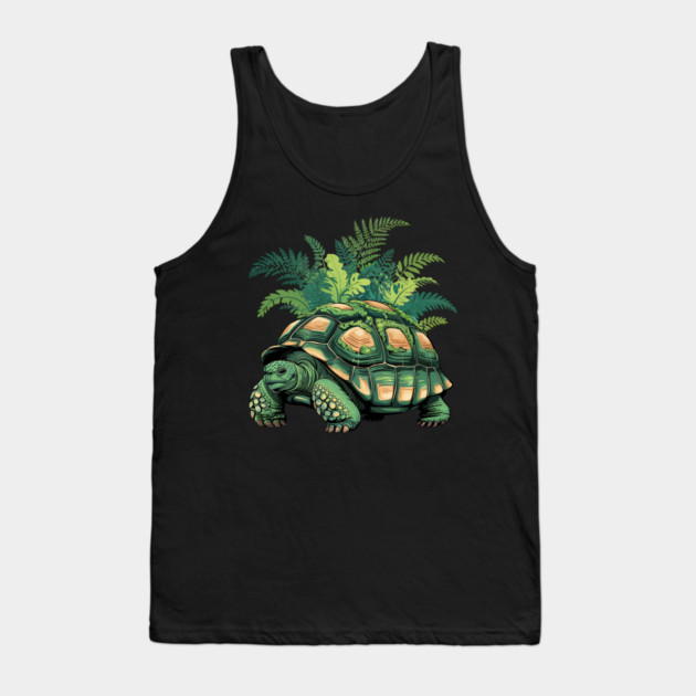 Giant Tropical Forest Tortoise with Lush Green Ferns Tank Top by BirdsnStuff