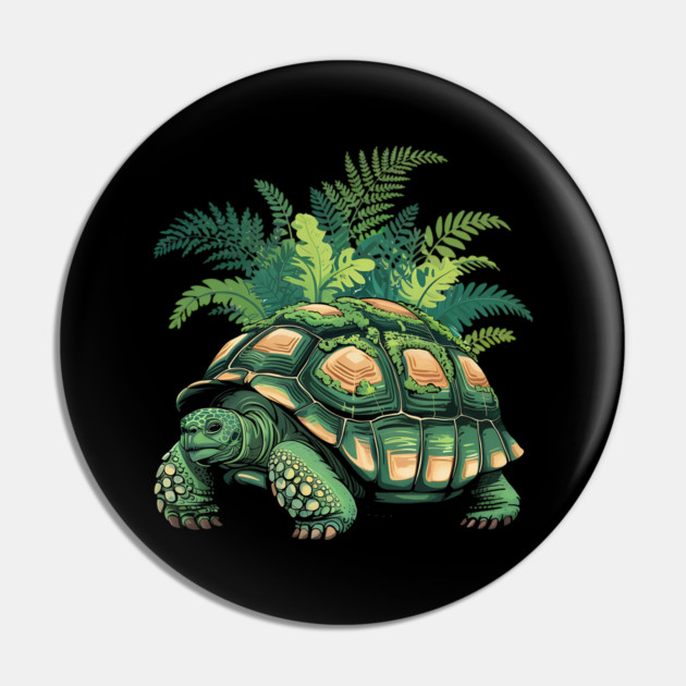 Giant Tropical Forest Tortoise with Lush Green Ferns Pin by BirdsnStuff
