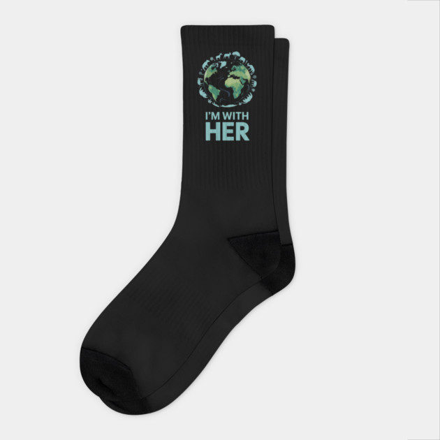 I'm With Here Happy Earth Day Socks by Creatifly Graphic Tees