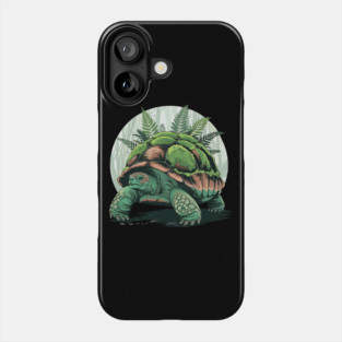 Giant Tropical Forest Tortoise with Lush Green Ferns 2 Phone Case