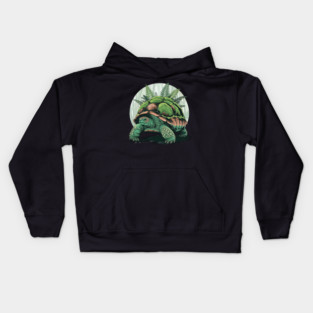 Giant Tropical Forest Tortoise with Lush Green Ferns 2 Kids Hoodie