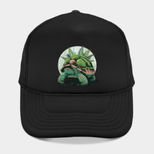 Giant Tropical Forest Tortoise with Lush Green Ferns 2 Hat