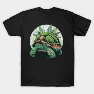 Giant Tropical Forest Tortoise with Lush Green Ferns 2 T-Shirt