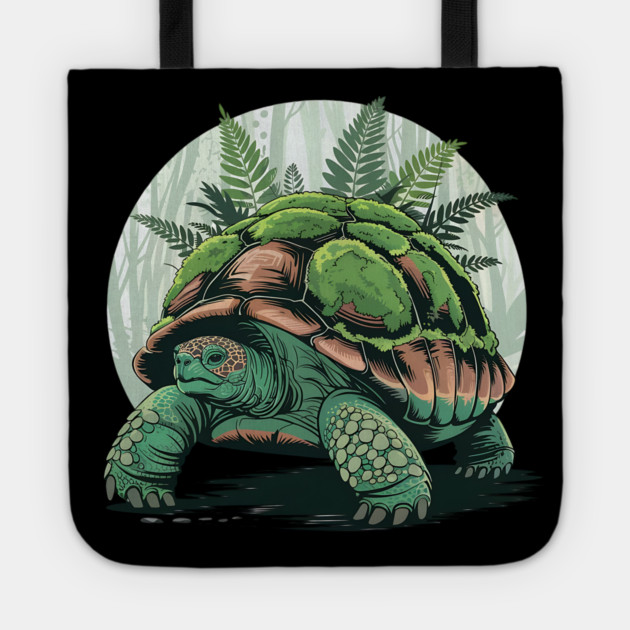 Giant Tropical Forest Tortoise with Lush Green Ferns 2 Tote by BirdsnStuff