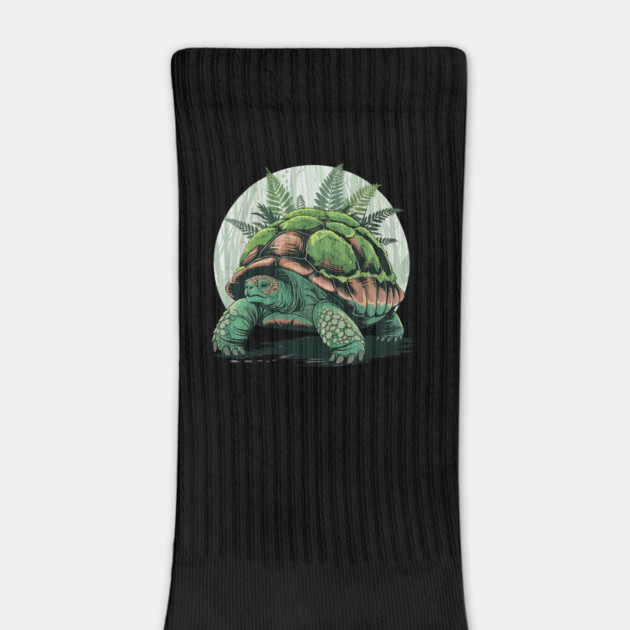 Giant Tropical Forest Tortoise with Lush Green Ferns 2 by BirdsnStuff